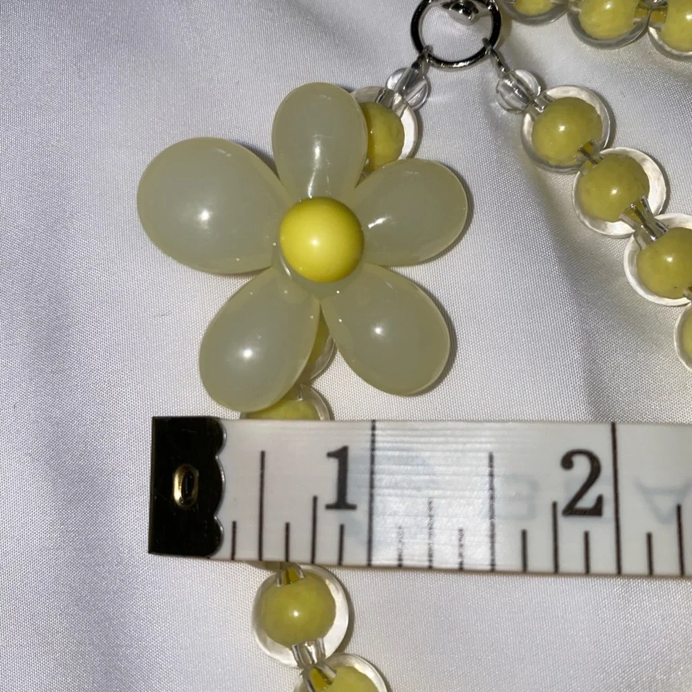 1-wrist lanyard for cells, keys and more Yellow Oversized Flower Charm
